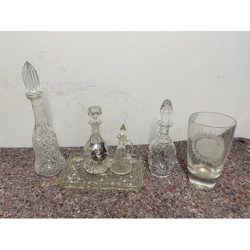 268 - Collection of crystal decanters + others some A/F