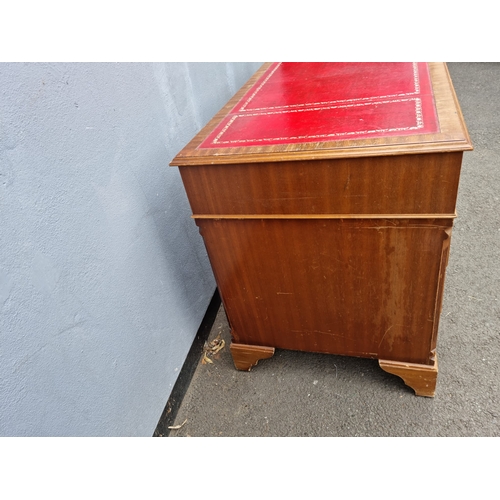 272 - Vintage Mahogany desk with Red Leather top 120cm x 61cm x 76cm