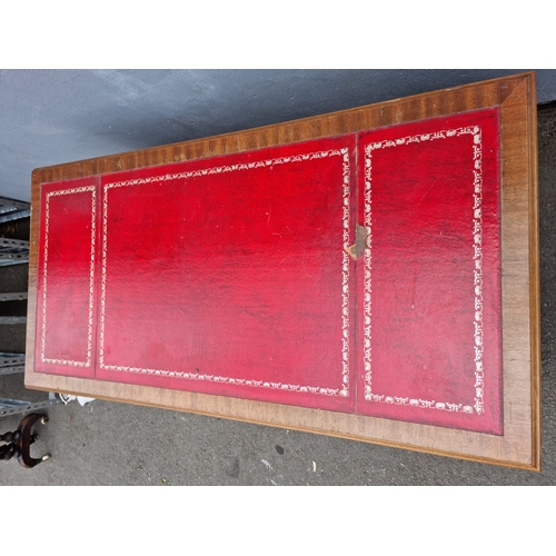 272 - Vintage Mahogany desk with Red Leather top 120cm x 61cm x 76cm