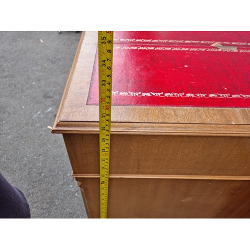 272 - Vintage Mahogany desk with Red Leather top 120cm x 61cm x 76cm