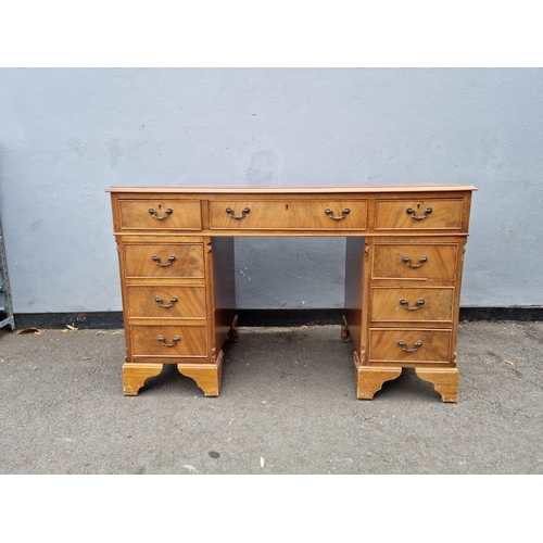 272 - Vintage Mahogany desk with Red Leather top 120cm x 61cm x 76cm