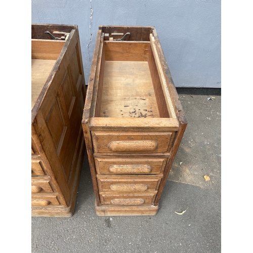 273 - Part of 20th century oak roll top desk includes roll top + two 4 drawer cabinets