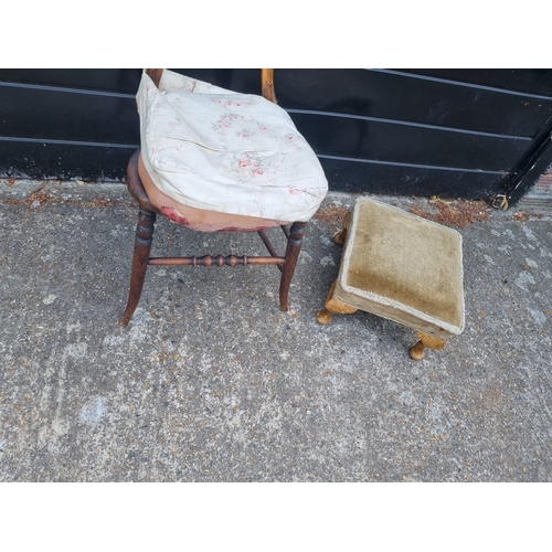 276 - Antique Chair + Stool