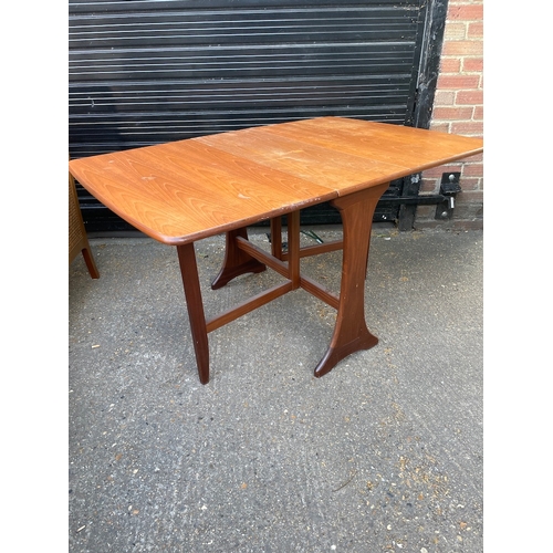 299 - 20th Century Demi Lune Console Table with draw + G Plan Teak Drop Leaf Table - Dimension in images