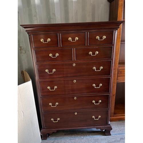 310 - 20th Century Solid Mahogany Cabinet Maker Quality 9 Drawer Tall Boy by Hickory Chair, part of the Ja... 