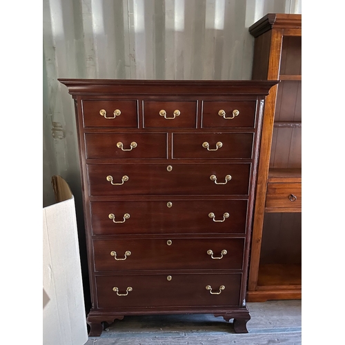 310 - 20th Century Solid Mahogany Cabinet Maker Quality 9 Drawer Tall Boy by Hickory Chair, part of the Ja... 