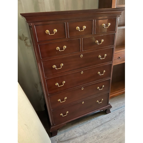 310 - 20th Century Solid Mahogany Cabinet Maker Quality 9 Drawer Tall Boy by Hickory Chair, part of the Ja... 