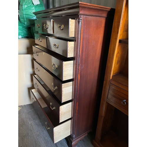 310 - 20th Century Solid Mahogany Cabinet Maker Quality 9 Drawer Tall Boy by Hickory Chair, part of the Ja... 