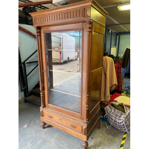 311 - Stunning oversized 7ft 19th century Solid Oak Single Door Display Cabinet with shelves and single pu... 