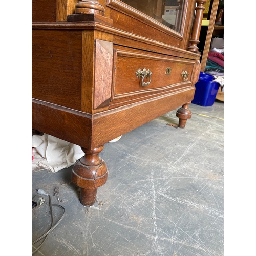 311 - Stunning oversized 7ft 19th century Solid Oak Single Door Display Cabinet with shelves and single pu... 