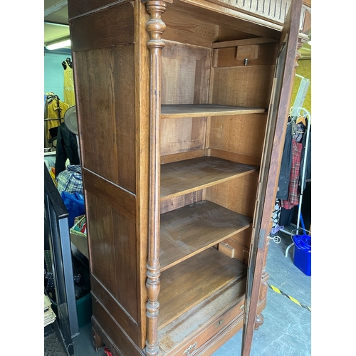 311 - Stunning oversized 7ft 19th century Solid Oak Single Door Display Cabinet with shelves and single pu... 