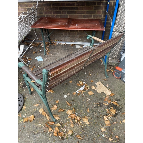 312 - Metal & Teak Garden Bench & Table - 
Bench would need some attention as slight movement