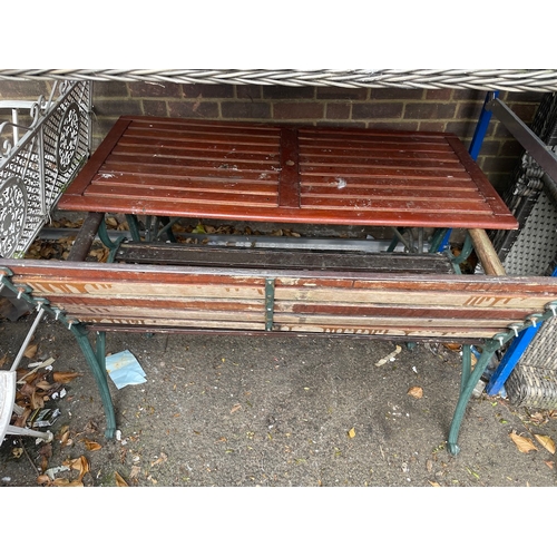 312 - Metal & Teak Garden Bench & Table - 
Bench would need some attention as slight movement