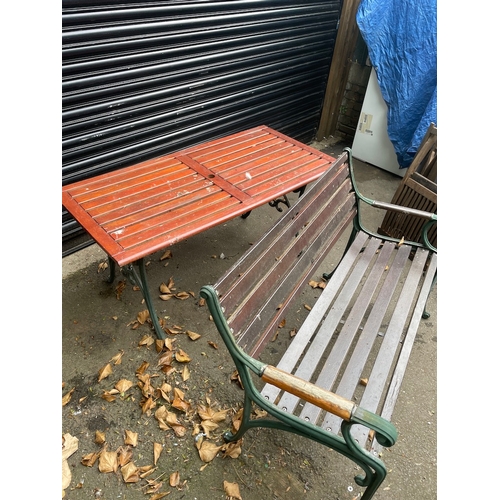 312 - Metal & Teak Garden Bench & Table - 
Bench would need some attention as slight movement