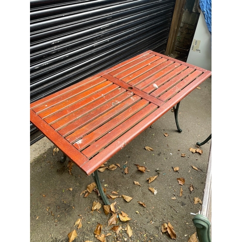 312 - Metal & Teak Garden Bench & Table - 
Bench would need some attention as slight movement