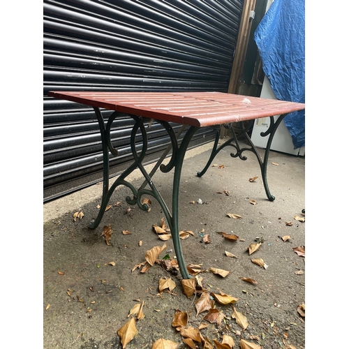 312 - Metal & Teak Garden Bench & Table - 
Bench would need some attention as slight movement