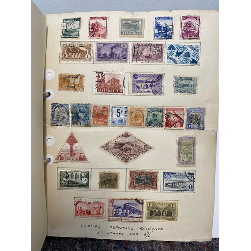 53 - Folder containing over 100 pages of  British & World Stamps of Rail / Red Cross / Reptiles / Transpo... 