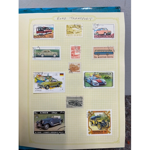 53 - Folder containing over 100 pages of  British & World Stamps of Rail / Red Cross / Reptiles / Transpo... 