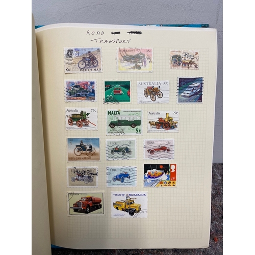 53 - Folder containing over 100 pages of  British & World Stamps of Rail / Red Cross / Reptiles / Transpo... 