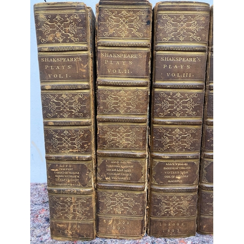 104 - 1803 Eight Volumes of Shakespeare's Plays - Leather Bound - Printed by T Bensley for Wynne and Schol... 