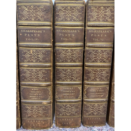 104 - 1803 Eight Volumes of Shakespeare's Plays - Leather Bound - Printed by T Bensley for Wynne and Schol... 