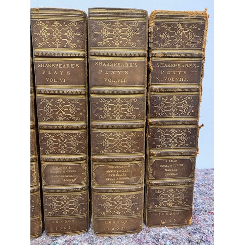 104 - 1803 Eight Volumes of Shakespeare's Plays - Leather Bound - Printed by T Bensley for Wynne and Schol... 