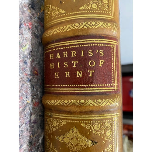 106 - 18th Century Antique Leather bound The History of Kent 1719 Volume 1 by John Harris - It appears tha... 