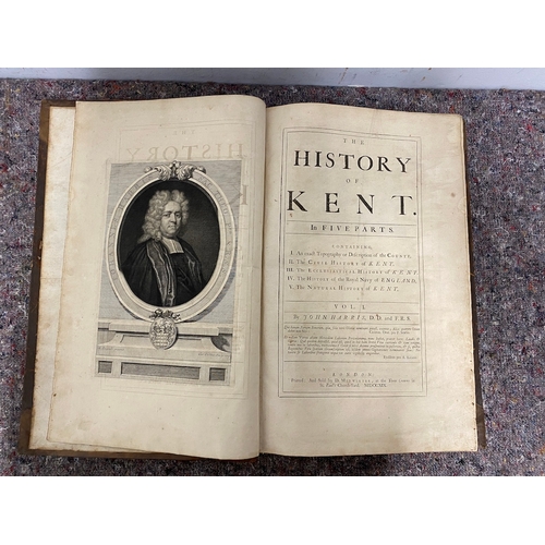 106 - 18th Century Antique Leather bound The History of Kent 1719 Volume 1 by John Harris - It appears tha... 