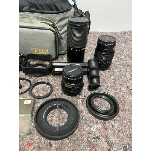 11 - Vintage Chinon CE-4 SLR Camera + accessories and lenses