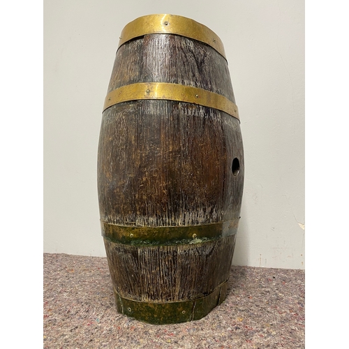 112 - Early 19th Century Oval Oak Barrel with Brass Strapping - one strap does need attention hence a slig... 