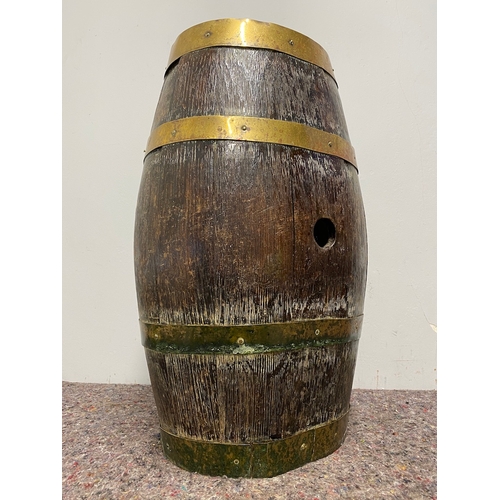 112 - Early 19th Century Oval Oak Barrel with Brass Strapping - one strap does need attention hence a slig... 