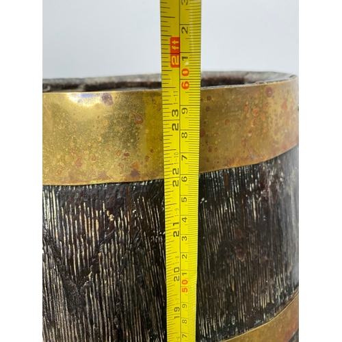 112 - Early 19th Century Oval Oak Barrel with Brass Strapping - one strap does need attention hence a slig... 