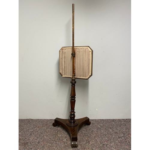 113 - 19th Century Adjustable Fire Screen Stand with Glazed period embroidered