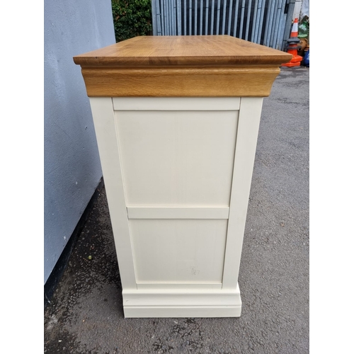 201 - Modern Cream and Oak Top Cupboard in very good order 89cm x 43cm x 86cm