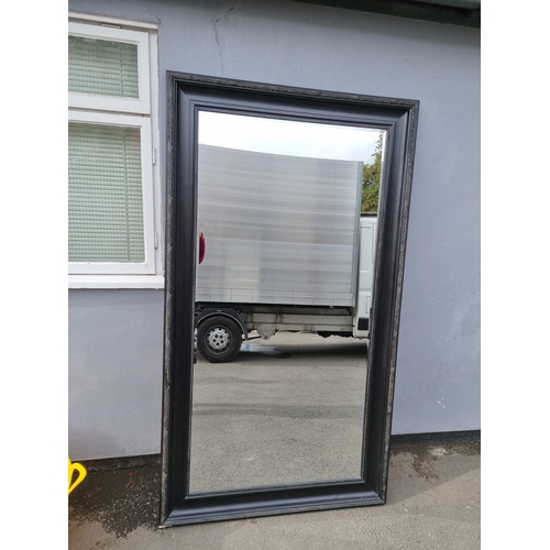 208 - Large Modern Black Full Length Bevelled Glass Mirror  - 190cm x 109cm x