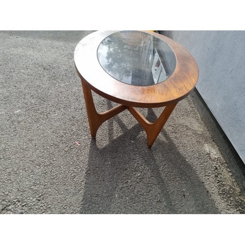 209 - Mid Century Teak Oval Coffee Table with oval glass insert 43cm x