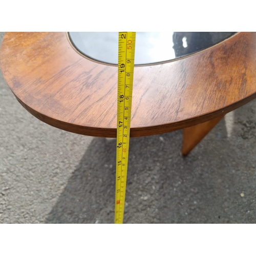 209 - Mid Century Teak Oval Coffee Table with oval glass insert 43cm x