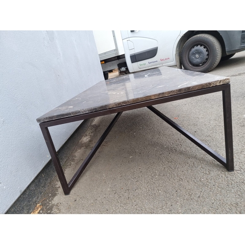 211 - Modern Designer Marble and Steel Coffee table 70cm x 37cm x 140cm