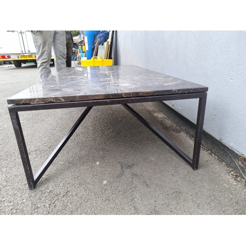 211 - Modern Designer Marble and Steel Coffee table 70cm x 37cm x 140cm