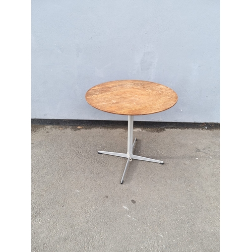 212 - Mid Century Danish Pedestal Table Arne Jacobsen for Fritz Hansen July 1963 75cm x 70cm - Top needs w... 