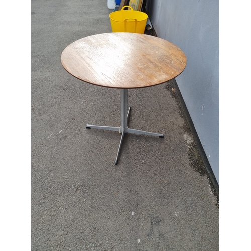 212 - Mid Century Danish Pedestal Table Arne Jacobsen for Fritz Hansen July 1963 75cm x 70cm - Top needs w... 