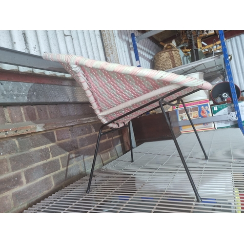 217 - Retro pink & White Woven Tub Chair