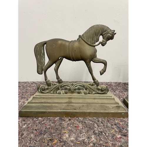 3 - Pair of early 20th Century Bronze Horse Ornaments 26cm x 33cm