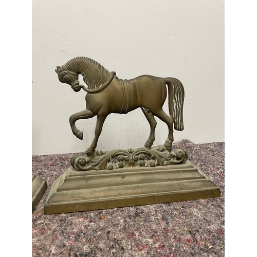 3 - Pair of early 20th Century Bronze Horse Ornaments 26cm x 33cm