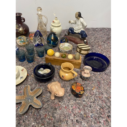 33 - Collection of various glassware / china / ornaments inc Caithness Paperweights / Wade etc