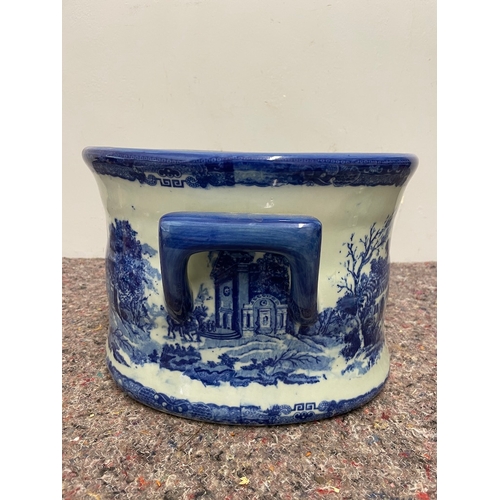 46 - Large Victorian Victoria Ware Blue & White Ironstone China Planter Foot Bath - Excellent Period Cond... 