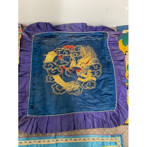 81 - Three Chinese Silk embroidered Tapestry + 1 other