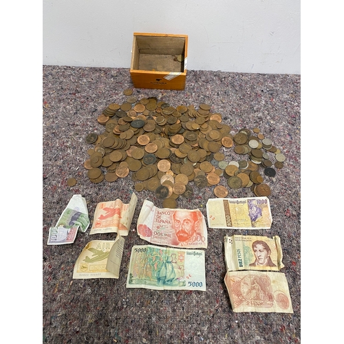 84 - Collection of Copper Penny 1900-1970's some victorian + world bank notes