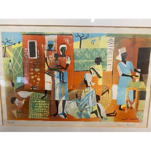 93 - Collection of African Art / Signed Print & Embroidered