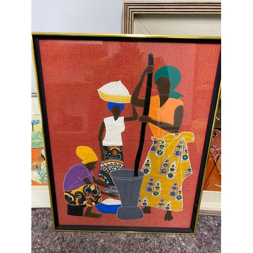 93 - Collection of African Art / Signed Print & Embroidered